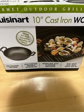 Cuisinart 10" Cast Iron Wok in Black with Side Handles